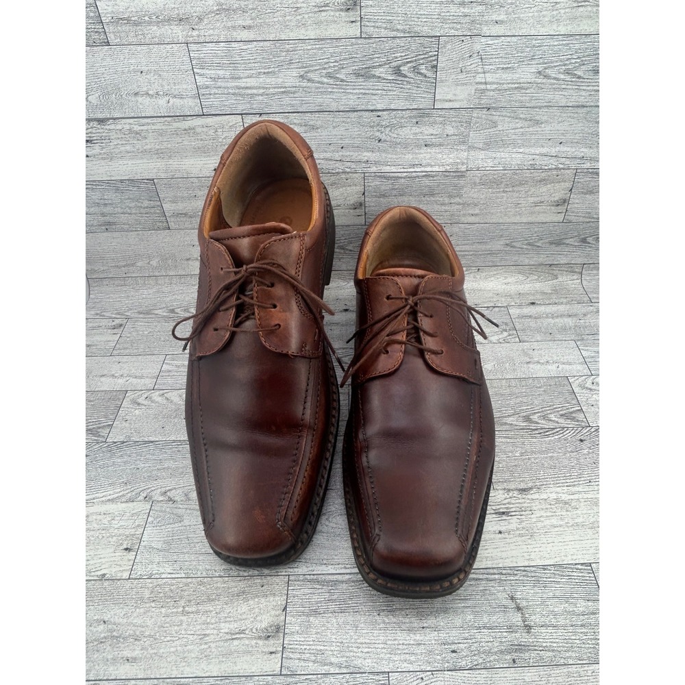 ECCO Mens Leather Dress Shoes Lace Up Brown Square Toe Size EU‎ 47 US 13.5